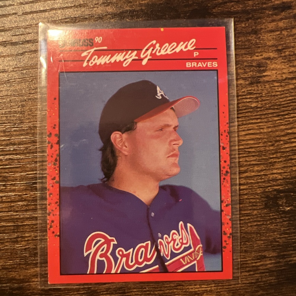 1990 Donruss Tommy Greene #576 Atlanta Braves Rookie Card Error No Dot Vintage